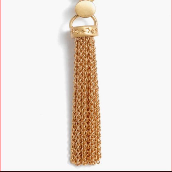 Candy-colored seed beads suspend brushed golden charms and a breezy chain tassel - Picture 3 of 6